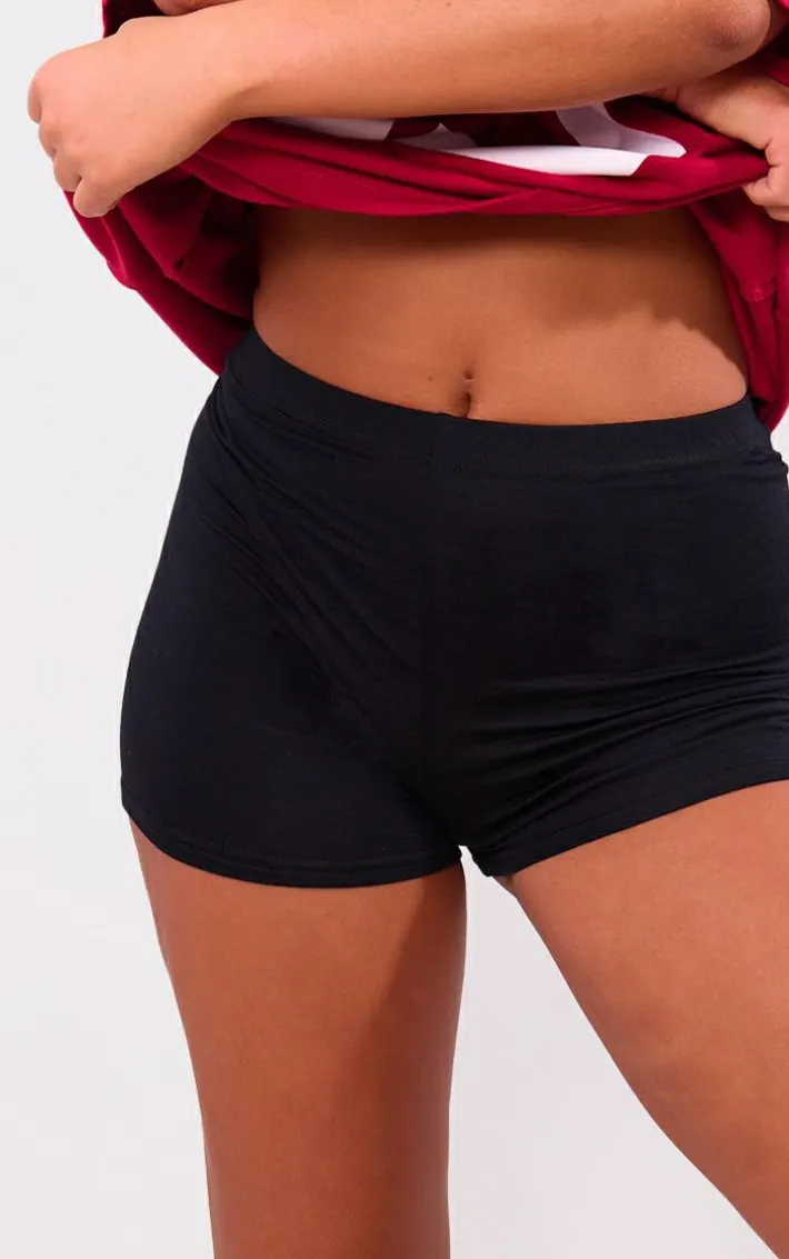 Black Jersey Micro Mini Hot Pant