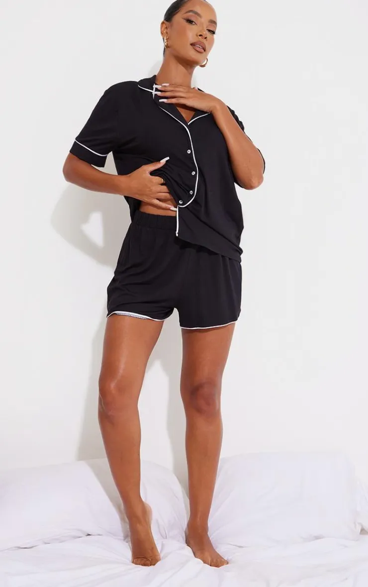 PrettyLittleThing Christmas Gifts*Jersey Piping Detail Short PJ Set