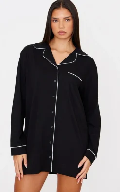 PrettyLittleThing Christmas Gifts*Jersey Piping Detail Long Sleeve Nightdress