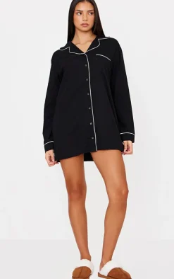 PrettyLittleThing Christmas Gifts*Jersey Piping Detail Long Sleeve Nightdress
