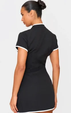 Key Hole Contrast Mini Dress-PrettyLittleThing Online