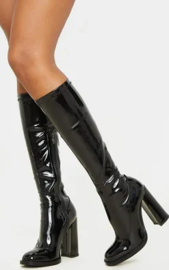 PrettyLittleThing High Heels*Knee High Block Heel Sock Boot