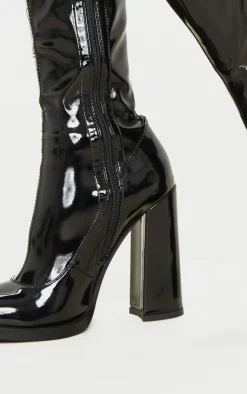 PrettyLittleThing High Heels*Knee High Block Heel Sock Boot