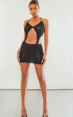 Knitted Crochet Extreme Cut Out Mini Dress-PrettyLittleThing Outlet