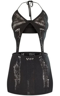 Knitted Crochet Extreme Cut Out Mini Dress-PrettyLittleThing Outlet