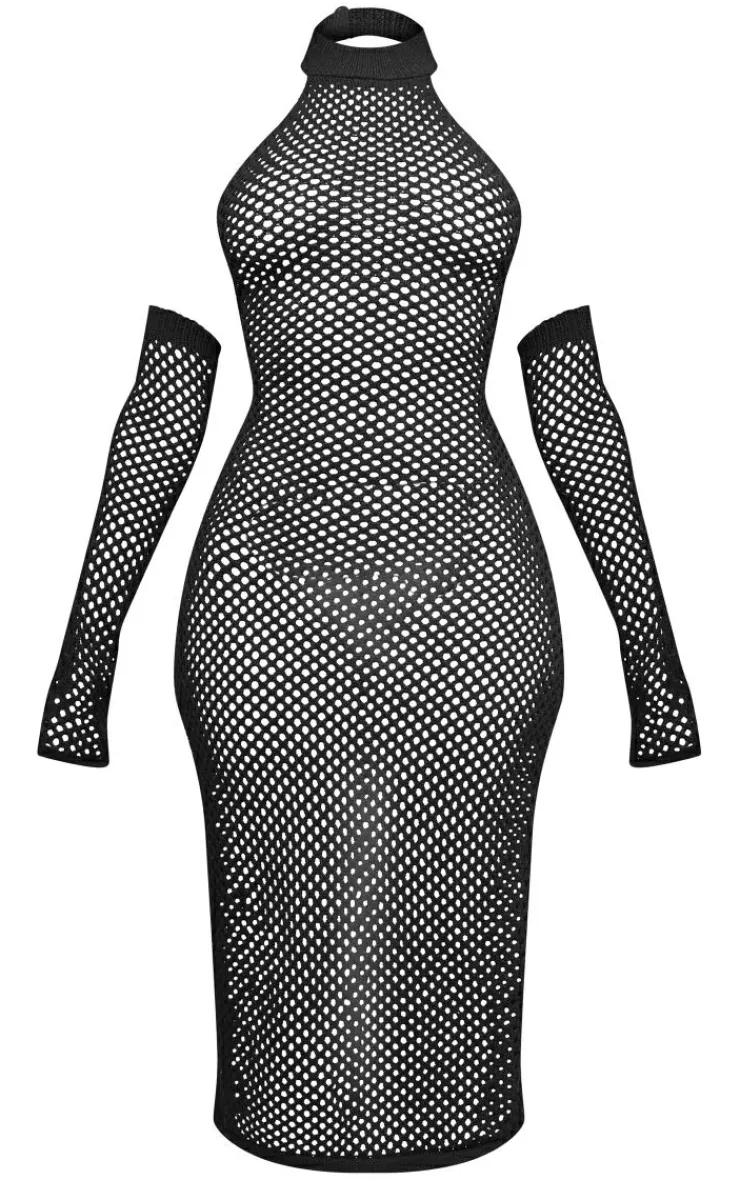 Knitted Cut Out Midaxi Dress With Sleeves-PrettyLittleThing Outlet
