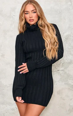 Knitted Roll Neck Sweater Dress-PrettyLittleThing Outlet