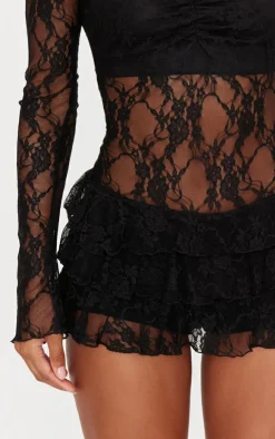 Lace Bardot Rara Skort Romper-PrettyLittleThing Hot