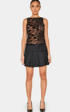 Lace Boat Neck Long Top-PrettyLittleThing Outlet