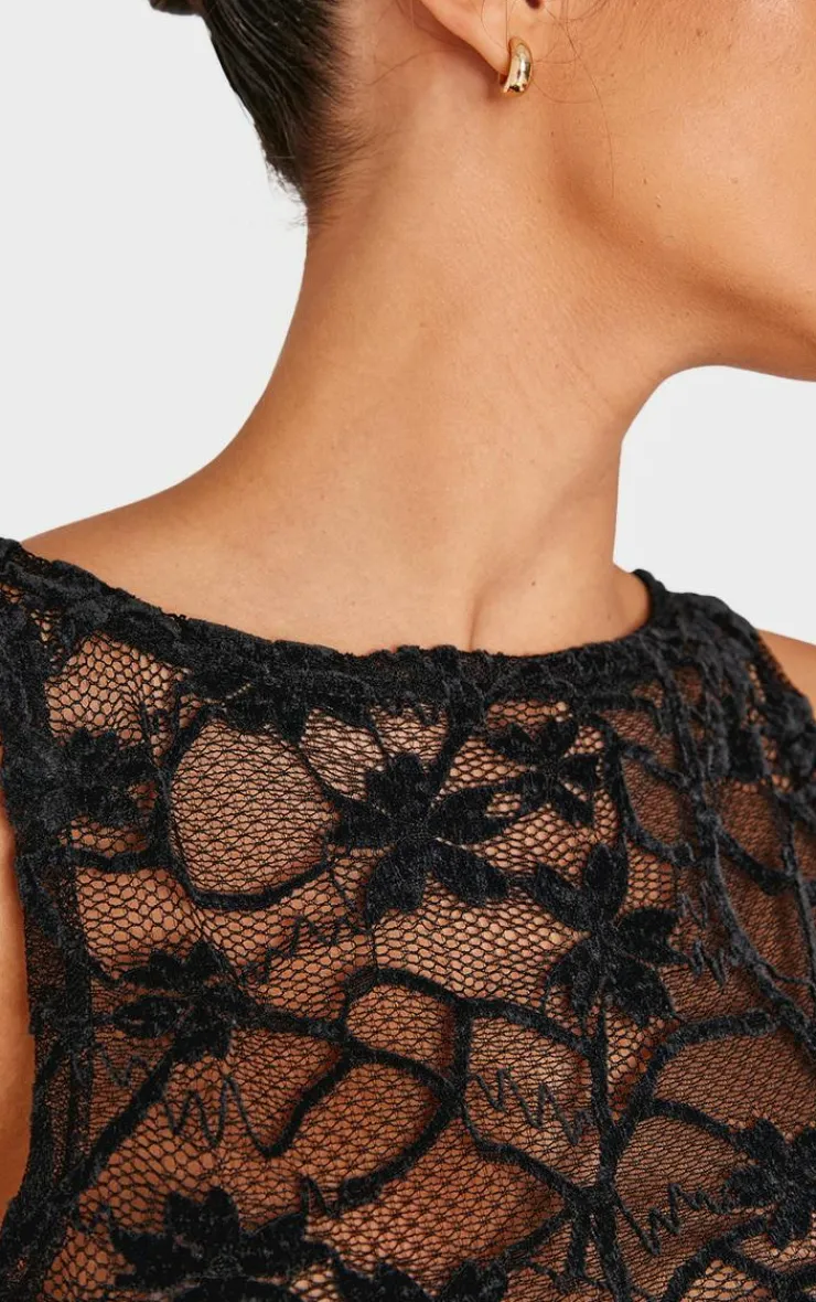 Lace Boat Neck Long Top-PrettyLittleThing Outlet