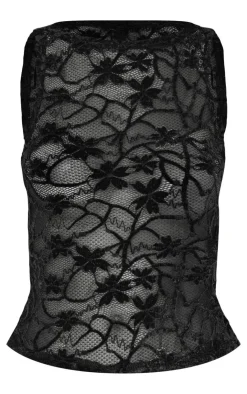 Lace Boat Neck Long Top-PrettyLittleThing Outlet