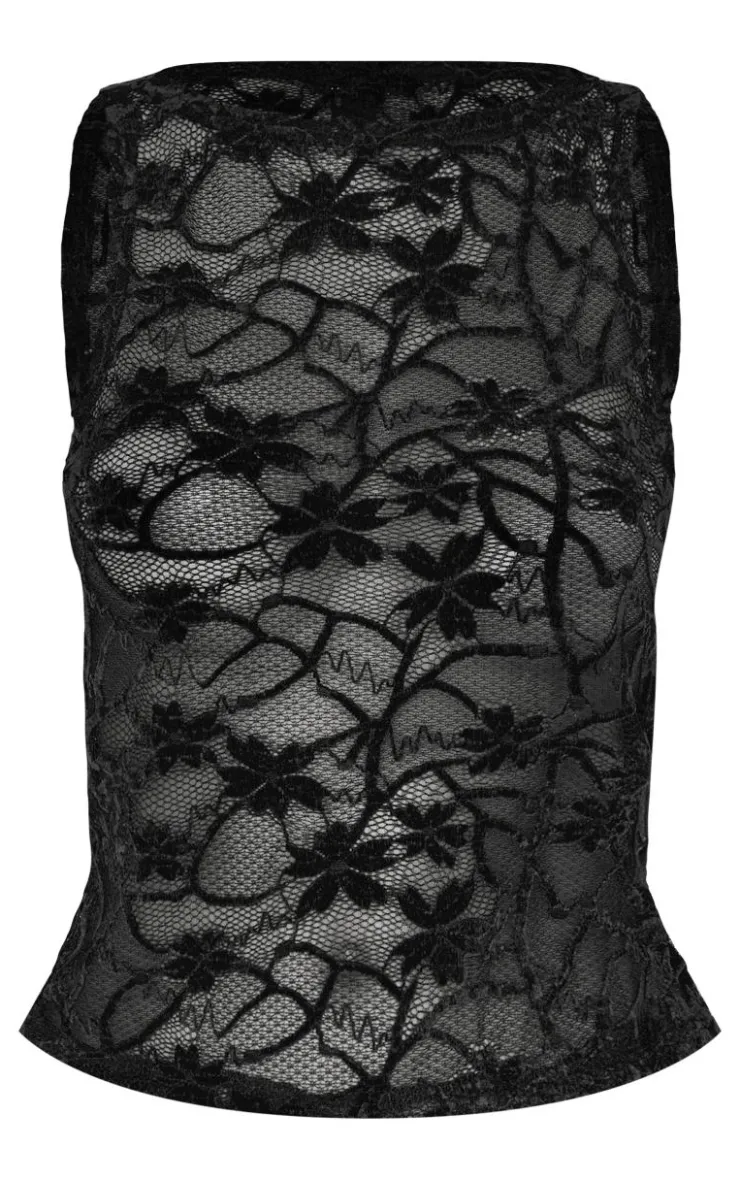 Lace Boat Neck Long Top-PrettyLittleThing Outlet