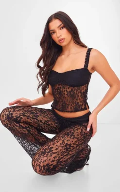 Lace Bust Detail Long Top-PrettyLittleThing Online