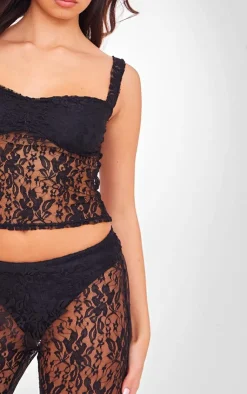 Lace Bust Detail Long Top-PrettyLittleThing Online