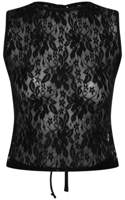 Lace Double Tie Back Long Top-PrettyLittleThing Online