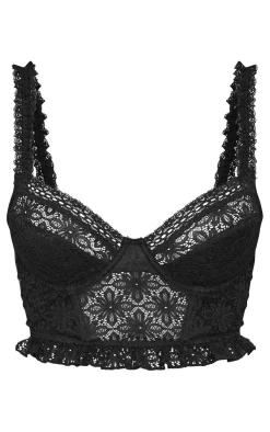 Lace Hook And Eye Detail Crop Corset-PrettyLittleThing Sale