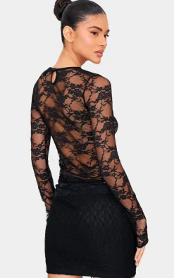 Lace Long Sleeve Top-PrettyLittleThing Clearance