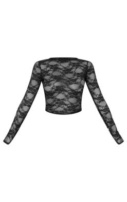 Lace Long Sleeve Top-PrettyLittleThing Clearance