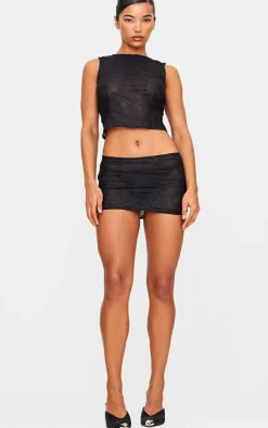 Online PrettyLittleThing Lace Low Rise Mini Skirt Black