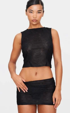 Online PrettyLittleThing Lace Low Rise Mini Skirt Black