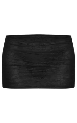 Online PrettyLittleThing Lace Low Rise Mini Skirt Black