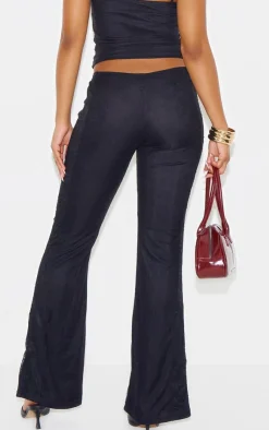 Best PrettyLittleThing Lace Mesh Panel Skinny Flares Black