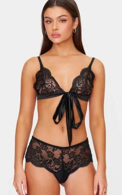 PrettyLittleThing Christmas Shop*Lace Ribbon Tie Lingerie Set