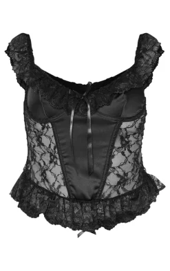PrettyLittleThing Corsets*Lace Satin Insert Bow Detail Corset