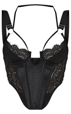 PrettyLittleThing Corsets*Lace Satin Mix Thick Strap Corset