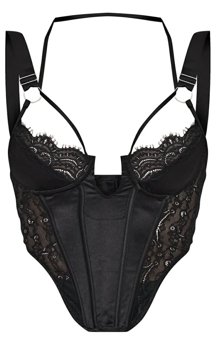 PrettyLittleThing Corsets*Lace Satin Mix Thick Strap Corset