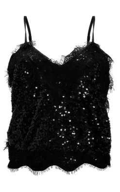 PrettyLittleThing Camisole*Lace Sequin Mix Cami Top