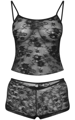 Black Lace Shorts and Cami PJ Set