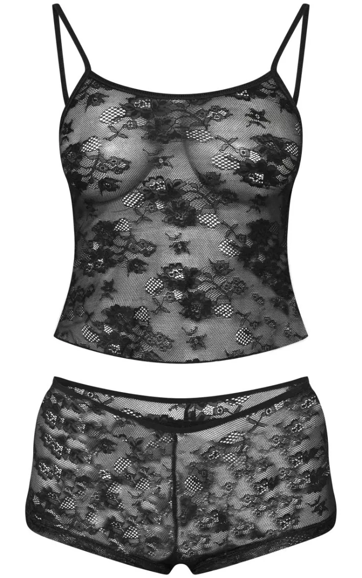 Black Lace Shorts and Cami PJ Set