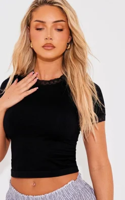 PrettyLittleThing T-Shirts*Lace Trim Light Seamless T-shirt