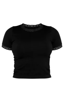 PrettyLittleThing T-Shirts*Lace Trim Light Seamless T-shirt