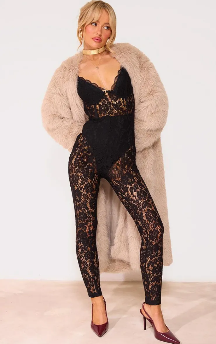 Lace Underwired Corset Strappy Jumpsuit-PrettyLittleThing New