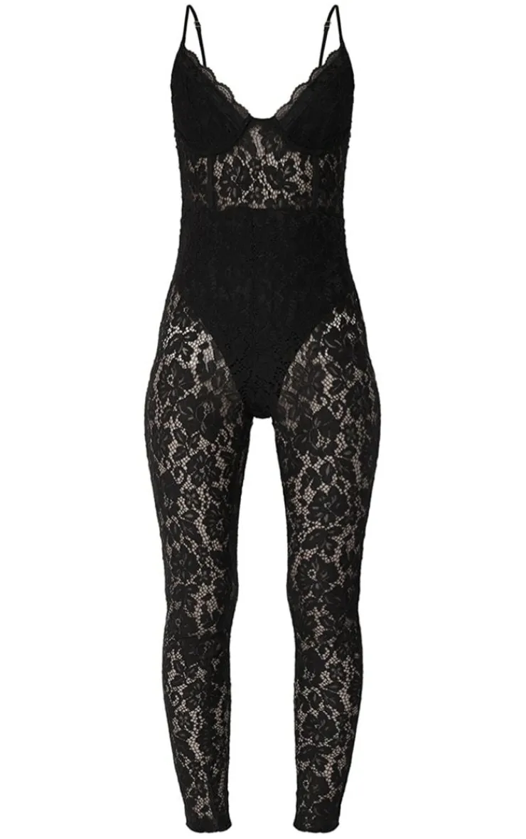 Lace Underwired Corset Strappy Jumpsuit-PrettyLittleThing New