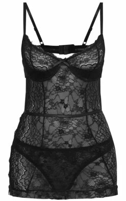 PrettyLittleThing Christmas Shop*Lace Underwired Slip Dress Lingerie Set