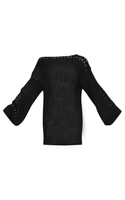 PrettyLittleThing Sweater Dresses*Laddering Knit Oversized Sweater Dress