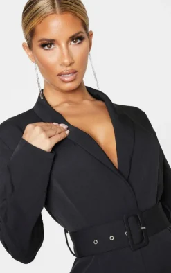 Lapel Detail Belted Jumpsuit-PrettyLittleThing New