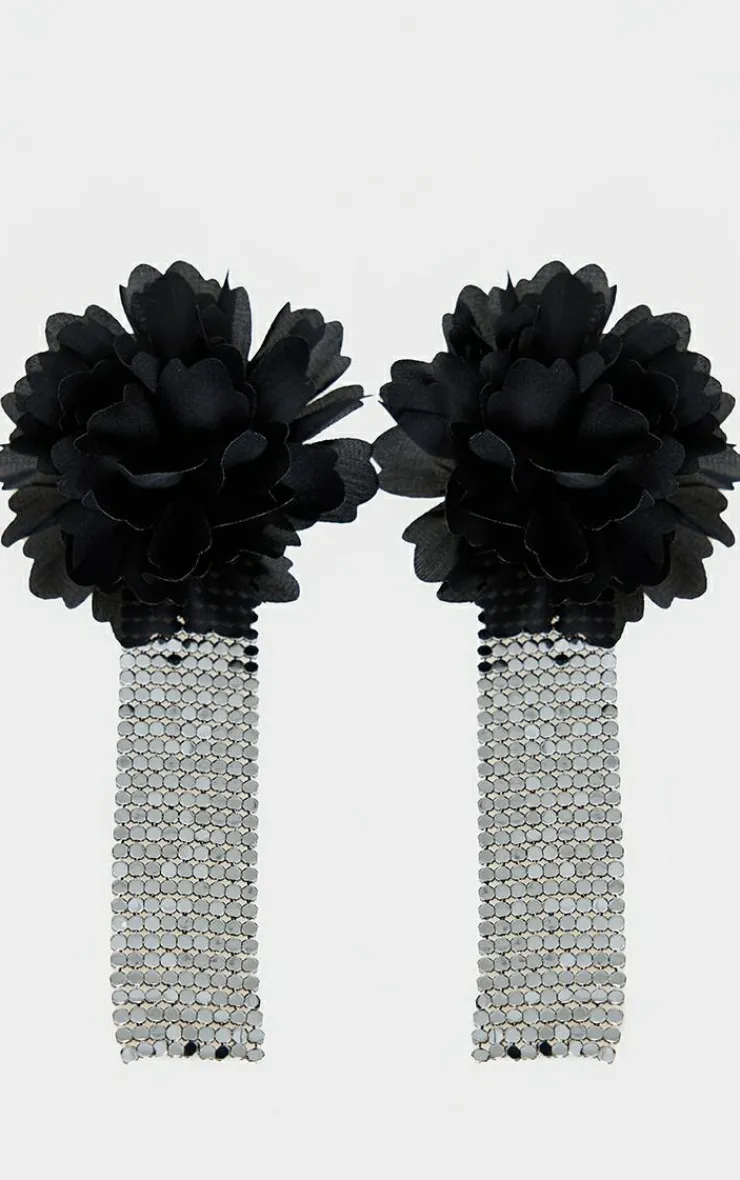 PrettyLittleThing Statement Earrings*Large Floral Chain Tassel Statement Earrings