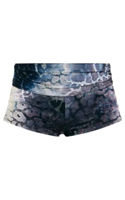 Black Leopard Fold Over Detail Devore Hot Pants