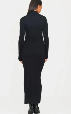PrettyLittleThing Thanksgiving Outfits*Light Rib Knit Long Sleeve Maxi Dress