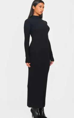 PrettyLittleThing Thanksgiving Outfits*Light Rib Knit Long Sleeve Maxi Dress
