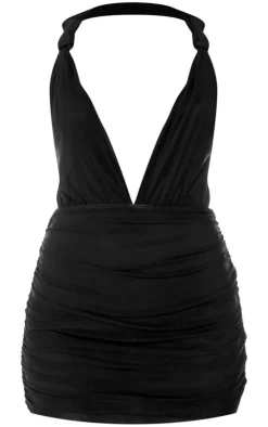 Lined Mesh Knotted Bodycon Dress-PrettyLittleThing Clearance