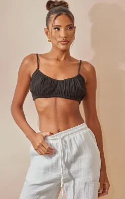 PrettyLittleThing Bralets*Linen Feel Pleated Bralet