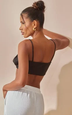 PrettyLittleThing Bralets*Linen Feel Pleated Bralet