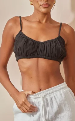 PrettyLittleThing Bralets*Linen Feel Pleated Bralet