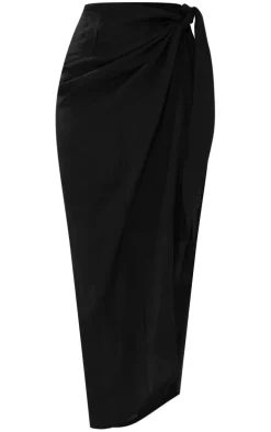 Black Linen Look Beach Sarong