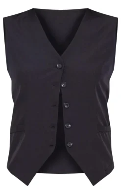 PrettyLittleThing Sleeveless Tops*Linen Look Contrast Button Oversized Vest